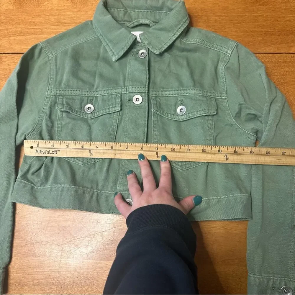 Children's Place Little Girl's‎ Olive Green Jean Jacket Sz 7/8 Layering Classic